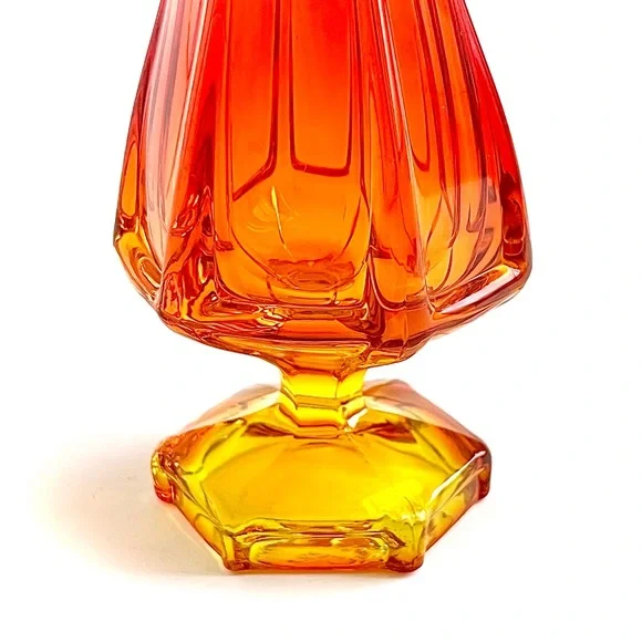 Museum Sculptural MCM Amberina Swung Glass Vase Attributed LE Smith - Picture 6 of 8